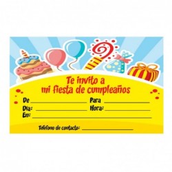 Invitaciones de cumpleaños para fiestas infantiles divertidas. 10 tarjetones con sobre incluido. Sorpresa, dulces y caramelos
