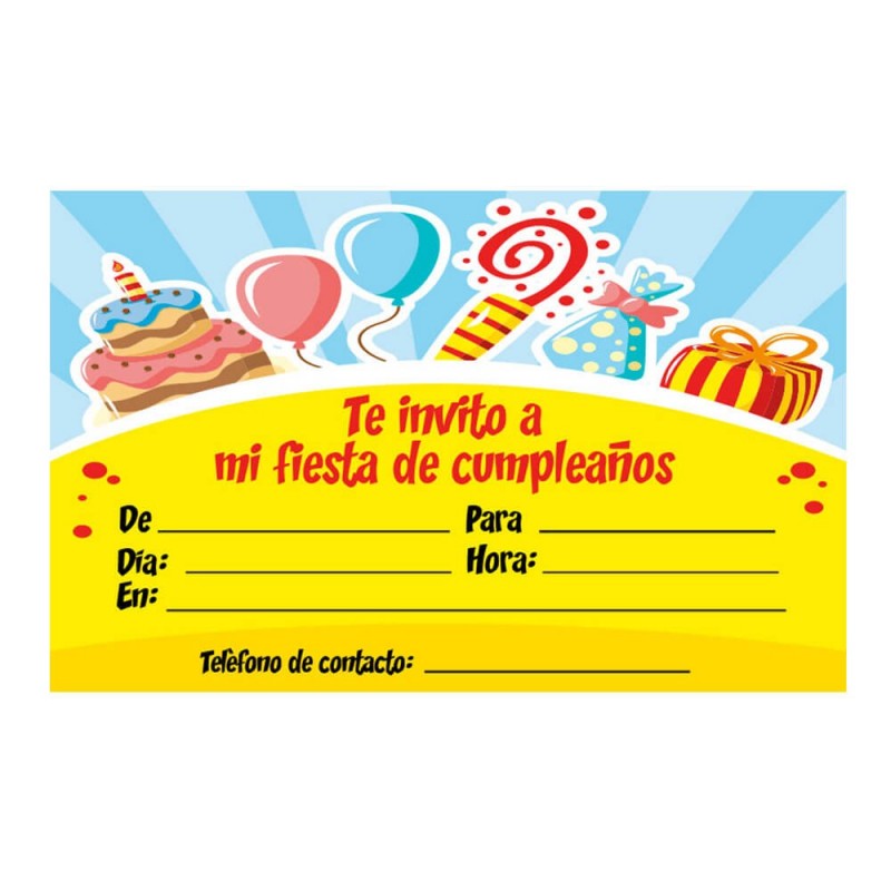Invitaciones de cumpleaños para fiestas infantiles divertidas. 10 tarjetones con sobre incluido. Sorpresa, dulces y caramelos