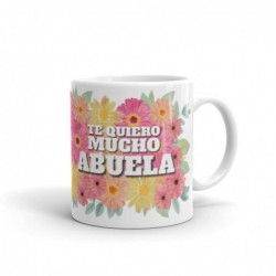 Taza de cerámica especial para abuela, abuelita. Te quiero mucho abuela con preciosas flores de colores.