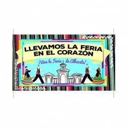 Bandera, banderola para balcón o colgar en pared de la Feria de Albacete, regional, fiesta tradicional manchega, manchegos