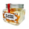 bote tarro con chucherías, gominolas. Te quiero un huevo