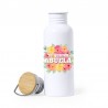 Botella termo con tapón de rosca con frase divertida para abuelas y abuelitas con flores.