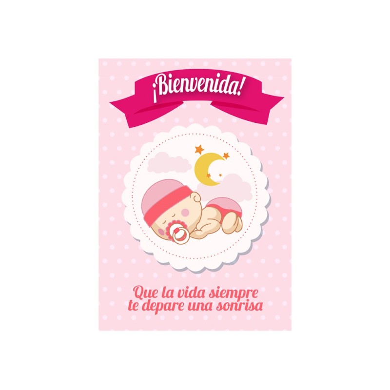 Tarjeta Nacimiento Bebe Rosa