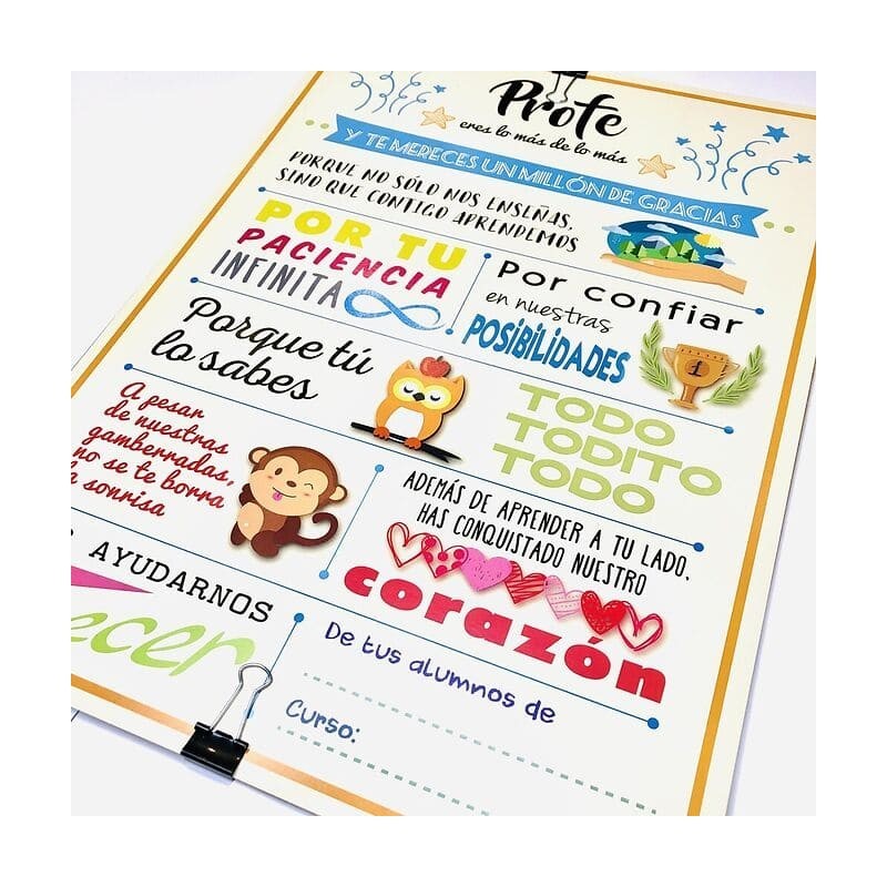 Antracita Poster Regalo Per Professori Con Frasi Di Ringraziamento E Spazio Per Firme Studenti - 30x20 Cm - Supporto Rigido - 2