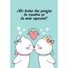 Tarjeta de amor felicitacion de boda lesbianas con dibujo de dos gatas