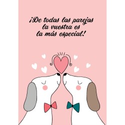 Tarjeta amor y boda de chicos con diseño de dos perritos