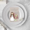 Tarjeta agradecimiento comunion niña kawaii personalizado 24unid