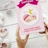 Catalán Tarjeta nacimiento bebe rosa - Targeta de Naixement per a Bebè Nena - Amb Disseny Delicat i Inclou Sobre