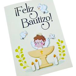 Tarjeta Bautizo beige