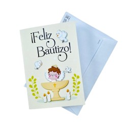 Tarjeta Bautizo beige