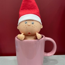 Muñeco Bebé Elfo mimitos 12 cm – Cuerpo Articulado de Vinilo, Hecho en España – Juguete de Navidad con Pañal y Gorro – Carita Ti
