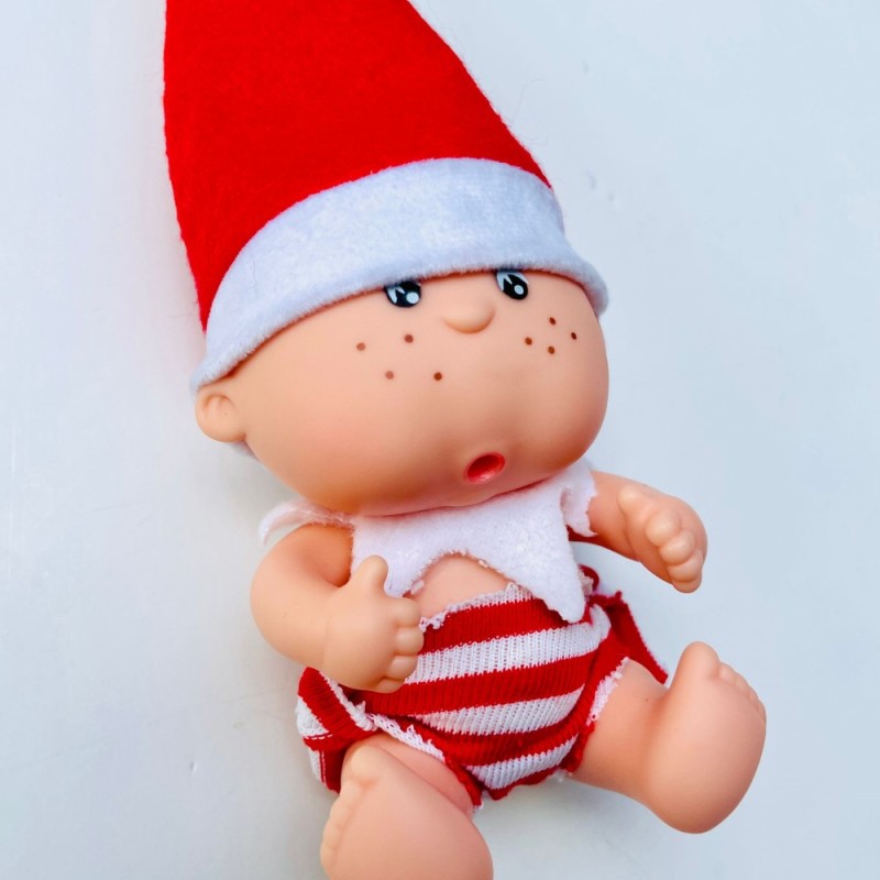 Bebé Elfo Mimitos De 12 Cm – Muñeco Navideño Articulado De Vinilo, Hecho En España, Con Pañal Y Gorro, Carita Tierna Con Pecas