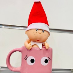 Muñeco Bebé Elfo mimitos 12 cm – Cuerpo Articulado de Vinilo, Hecho en España – Juguete de Navidad con Pañal y Gorro – Carita Ti