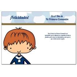 Tarjeta comunion niño con sobre para regalo