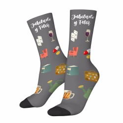 Calcetines grises jubilado y feliz