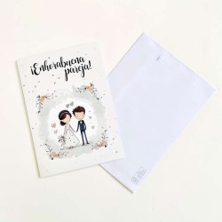 Tarjeta Boda novios cute 15x23cm
