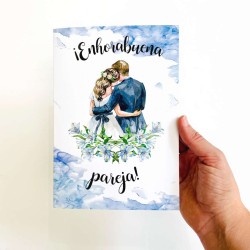 Tarjeta boda abrazo novios 15x23cm