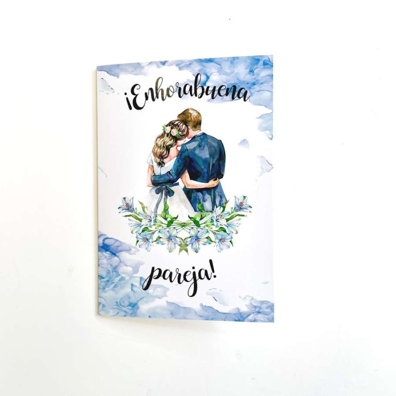 Tarjeta boda abrazo novios 15x23cm