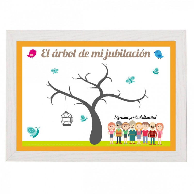 Jubilacion Marco con lámina árbol para huellas personalizado