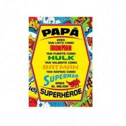 tarjeta para felicitar a papá en el día del padre. papá superhéroe.