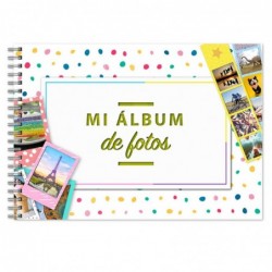 álbum de fotos con diseño de puntitos de colores, mis fotografías quedarán preciosas en este libro de recuerdos
