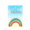 Tarjeta para felicitar un evento, situación especial, cumpleaños, santo, ocasión especial, con arco iris.